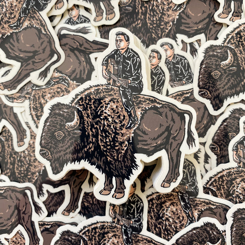 Johnny on a Bison Sticker