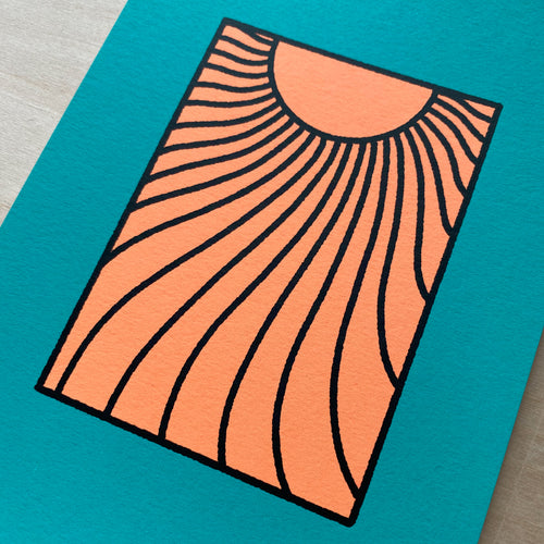 SOLD OUT. Sun Ray (Teal) - Signed 5x7in Print #165