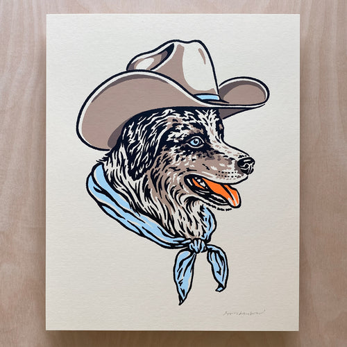 Australian Shepherd Cowdog - Signed 8x10in Print #366