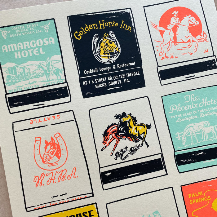SOLD OUT. Vintage Matchbooks - Signed 8x10in Silkscreen Print