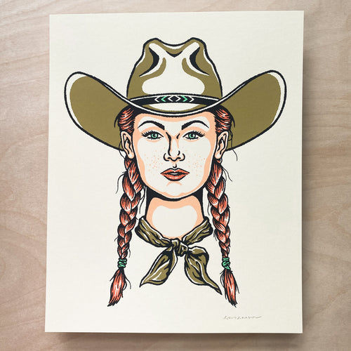 Prairie Cowgirl - Signed 8x10in Print #360