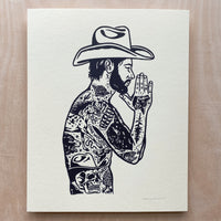 Tattooed Cowboy 1 - Signed 8x10in Silkscreen Print
