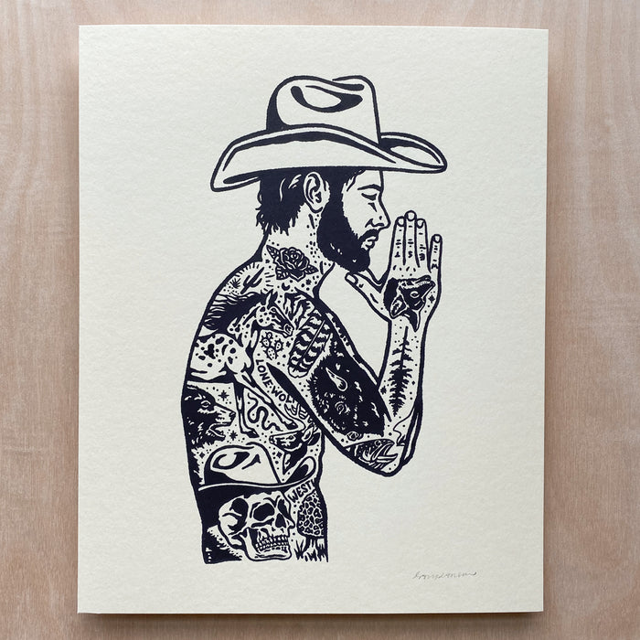 Tattooed Cowboy 1 - Signed 8x10in Silkscreen Print