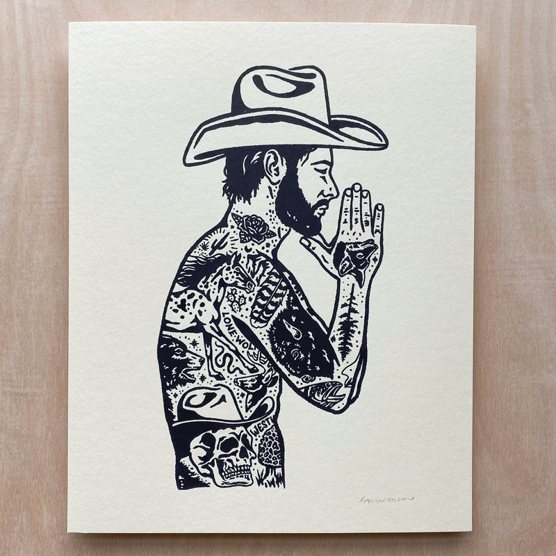 Tattooed Cowboy 1 - Signed 8x10in Silkscreen Print
