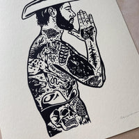 Tattooed Cowboy 1 - Signed 8x10in Silkscreen Print