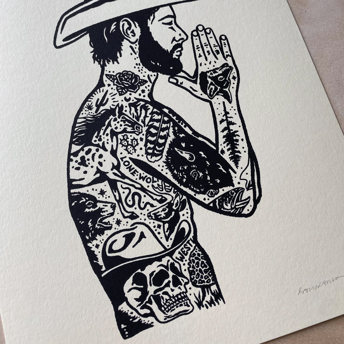 Tattooed Cowboy 1 - Signed 8x10in Silkscreen Print