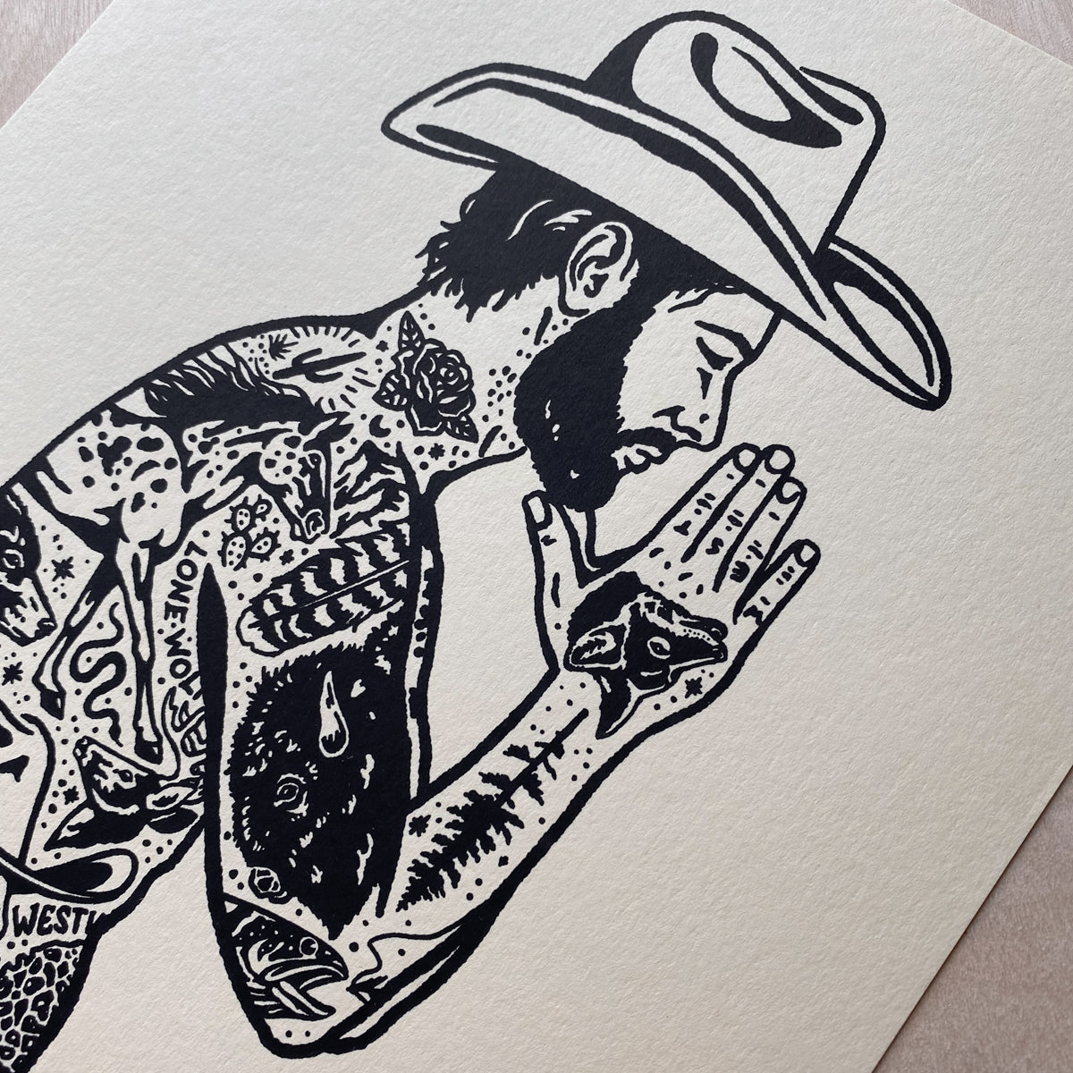 Tattooed Cowboy 1 - Signed 8x10in Silkscreen Print