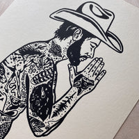 Tattooed Cowboy 1 - Signed 8x10in Silkscreen Print