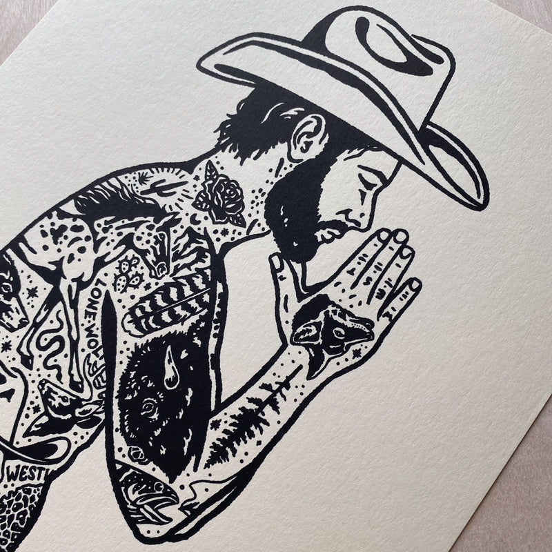 Tattooed Cowboy 1 - Signed 8x10in Silkscreen Print