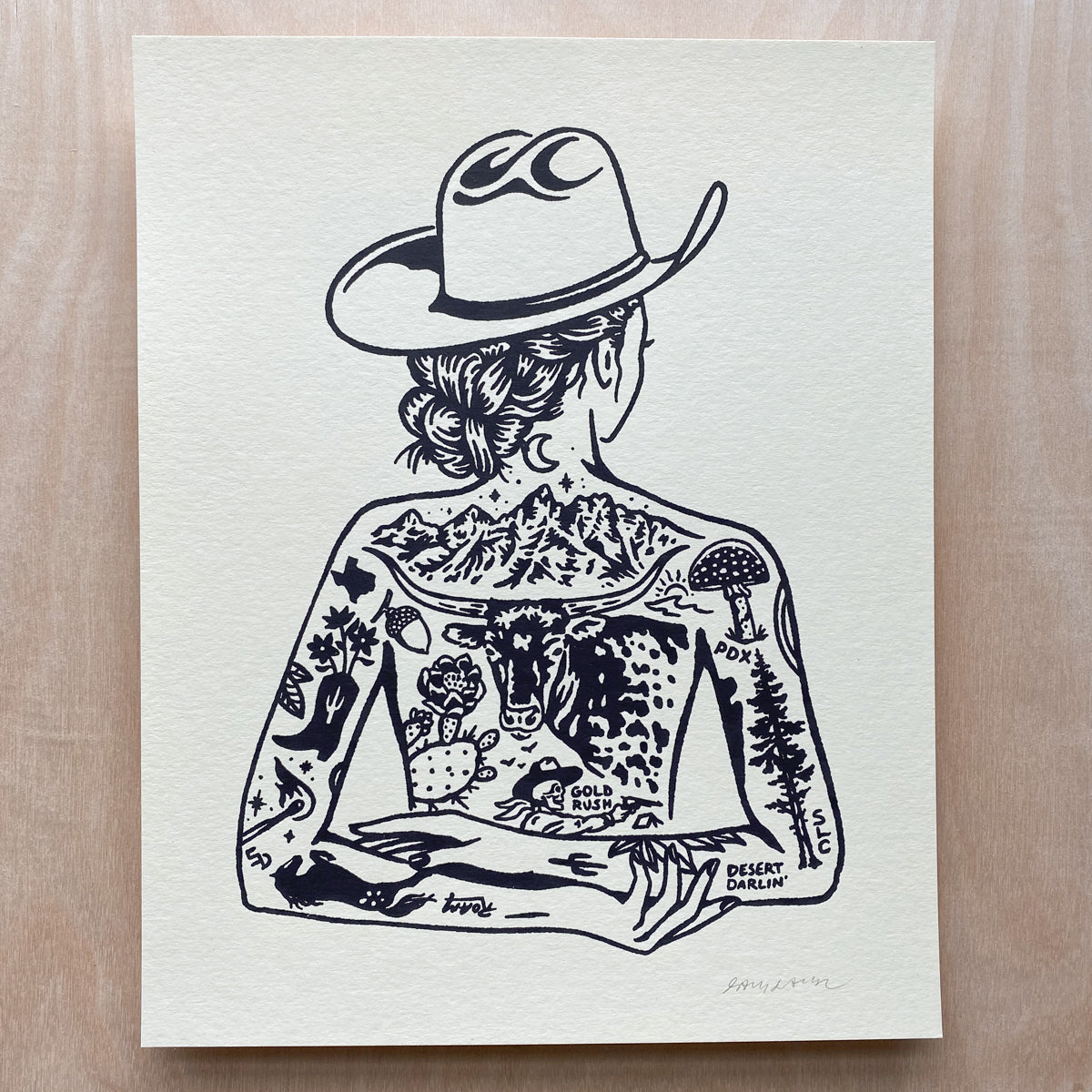 Tattooed Cowgirl 1 - Signed 8x10in Print #325