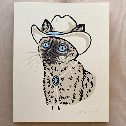 SOLD OUT. Calico Cowcat (Green Eyes) - Signed 8x10in Print #402