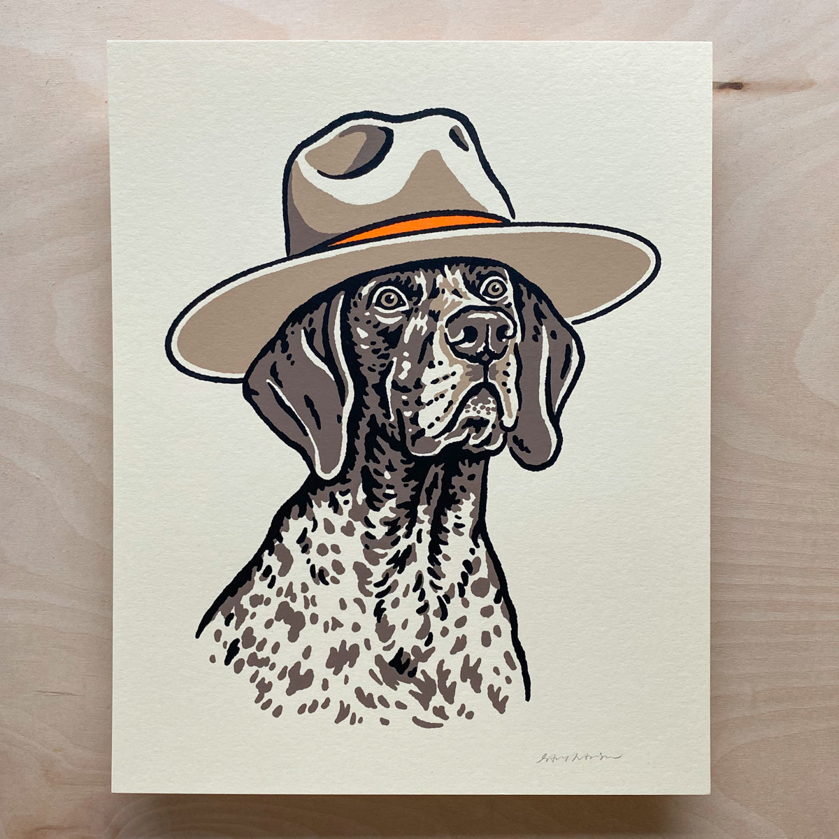 German Shorthaired Pointer Cowdog - Signed 8x10in Print #308