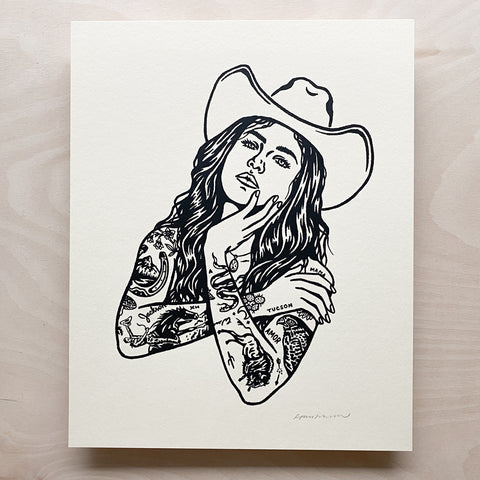 Tattooed Cowgirl 1 - Signed 8x10in Print #325