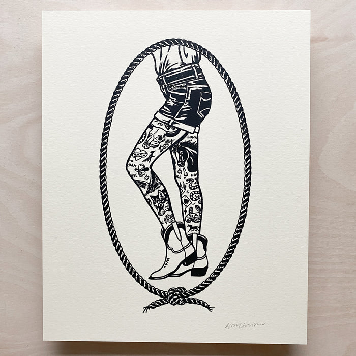 Tattooed Cowgirl Legs - Signed 8x10in Silkscreen Print