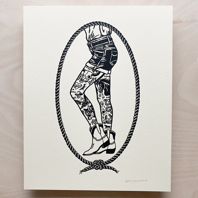 Tattooed Cowgirl Legs - Signed 8x10in Silkscreen Print