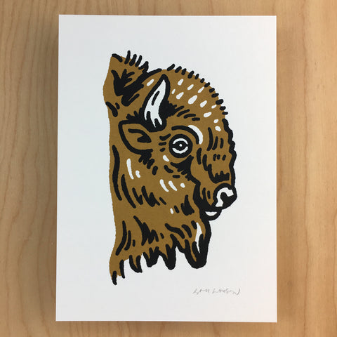 Mono Bison Head - Signed Print #130