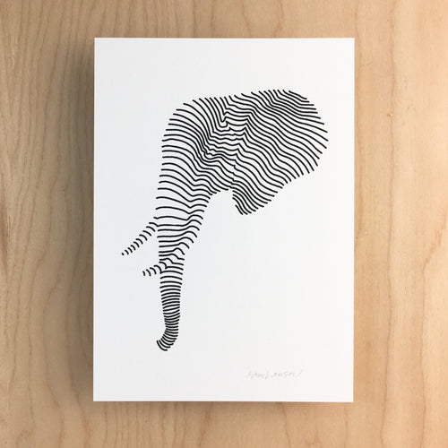 Lined Bull Elephant - Signed Print #140