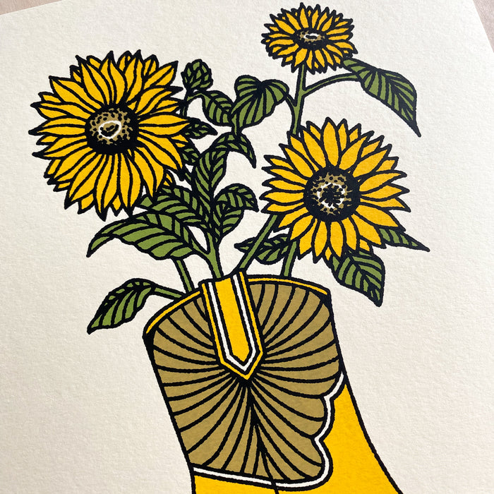 Sunflower Boot - Signed 8x10in Silkscreen Print