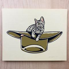 White Gold Kitten Hat - Signed 8x10in Print #299
