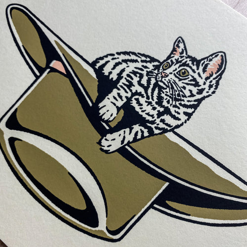 White Gold Kitten Hat - Signed 8x10in Silkscreen Print