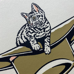 White Gold Kitten Hat - Signed 8x10in Silkscreen Print