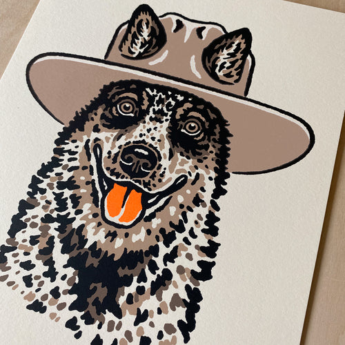 Blue Heeler Cowdog - 8x10in Signed Silkscreen Print